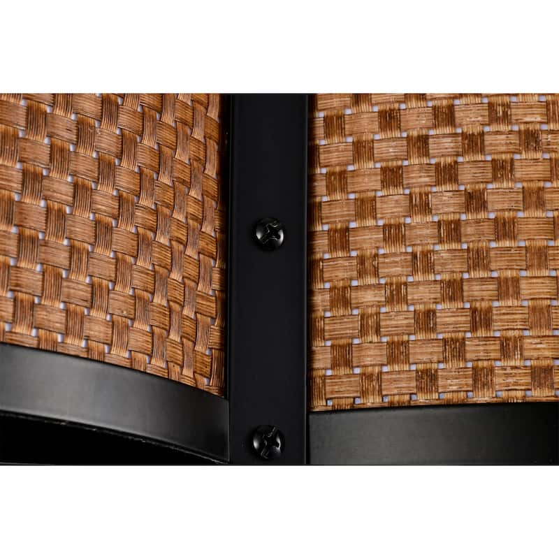 Bremen Basket Weave and Metal Frame Lighted Ceiling Fan Fandelier - Brown
