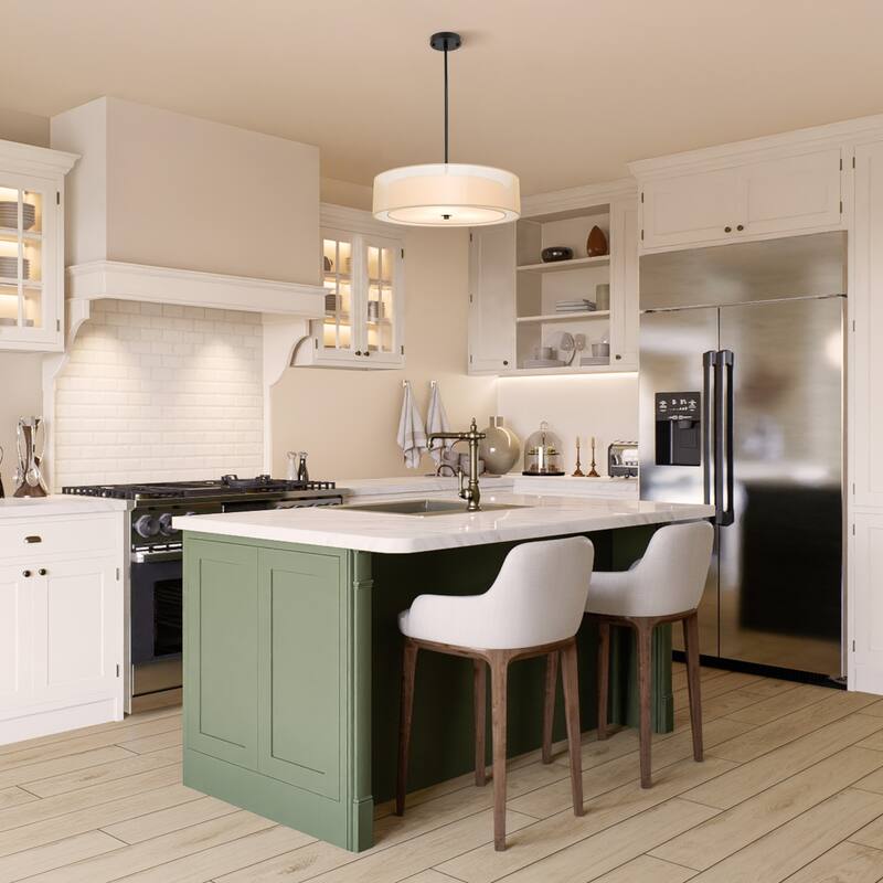 CO-Z 3-Light Antique Bronze Double Drum Pendant Chandelier