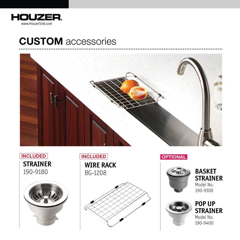Houzer Contempo 23" Single Basin Undermount 18-Gauge Stainless Steel