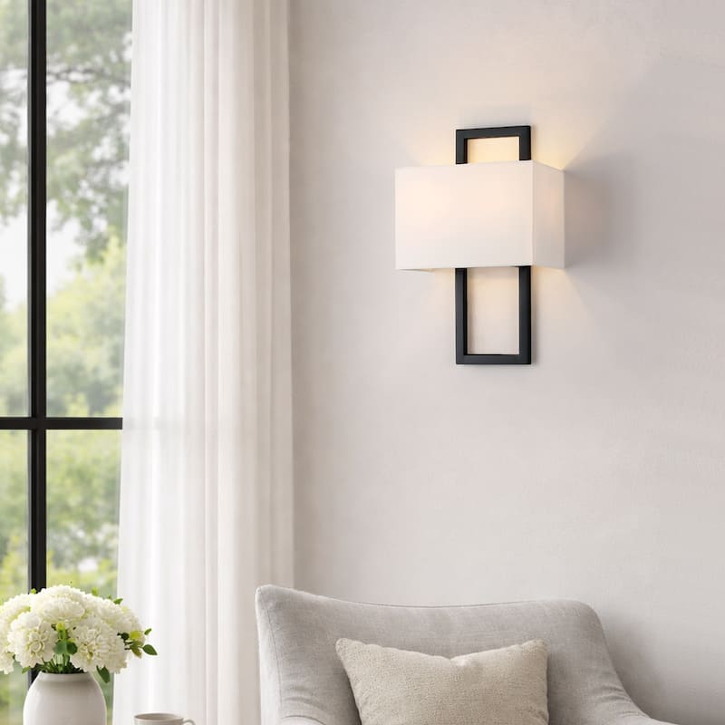 2-Light Wall Sconce with White Shade - 15.5 in. H