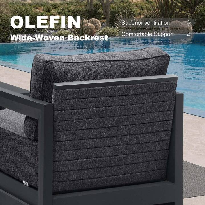 PURPLE LEAF Caesar L-Shaped Grey Outdoor Couch with 9.6" Thick for Yard Porch Deck Patio Conversation Sets