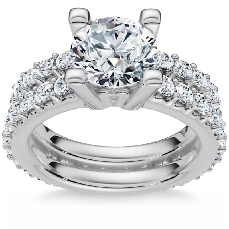 2 3/4Ct Diamond Engagement Wedding Ring Set in White Gold Lab Grown