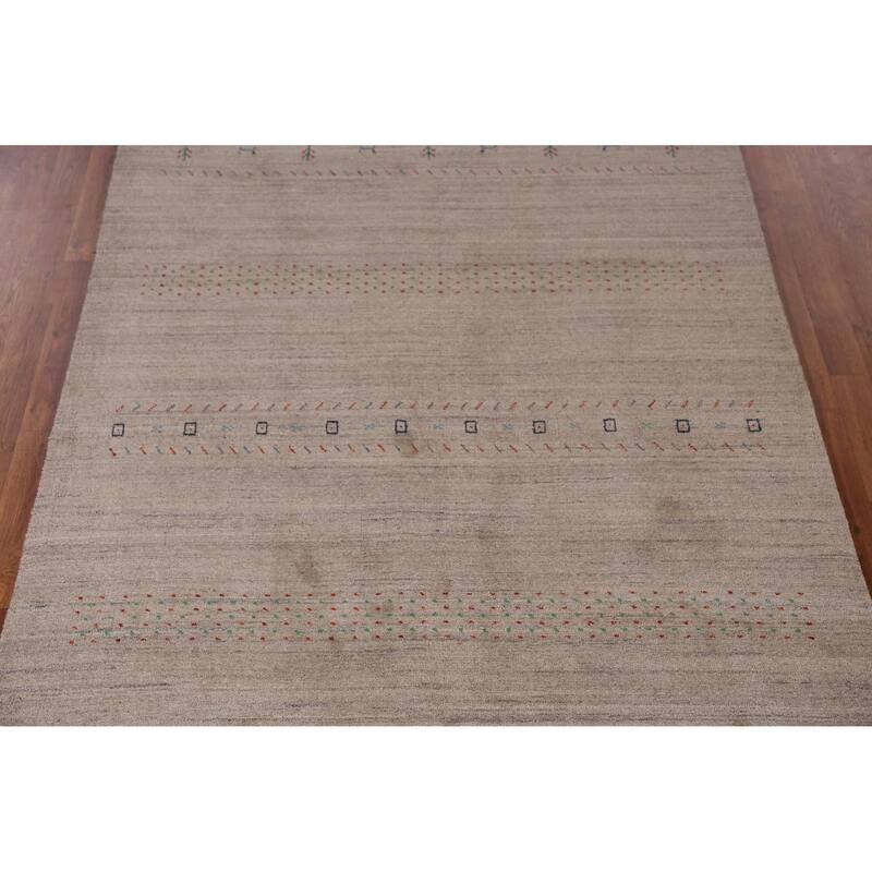 Hand Knotted Oriental 100% Wool Carpet Tribal Animal Pictorial Brown Gabbeh Area Rug - 7' 9'' X 5' 4''
