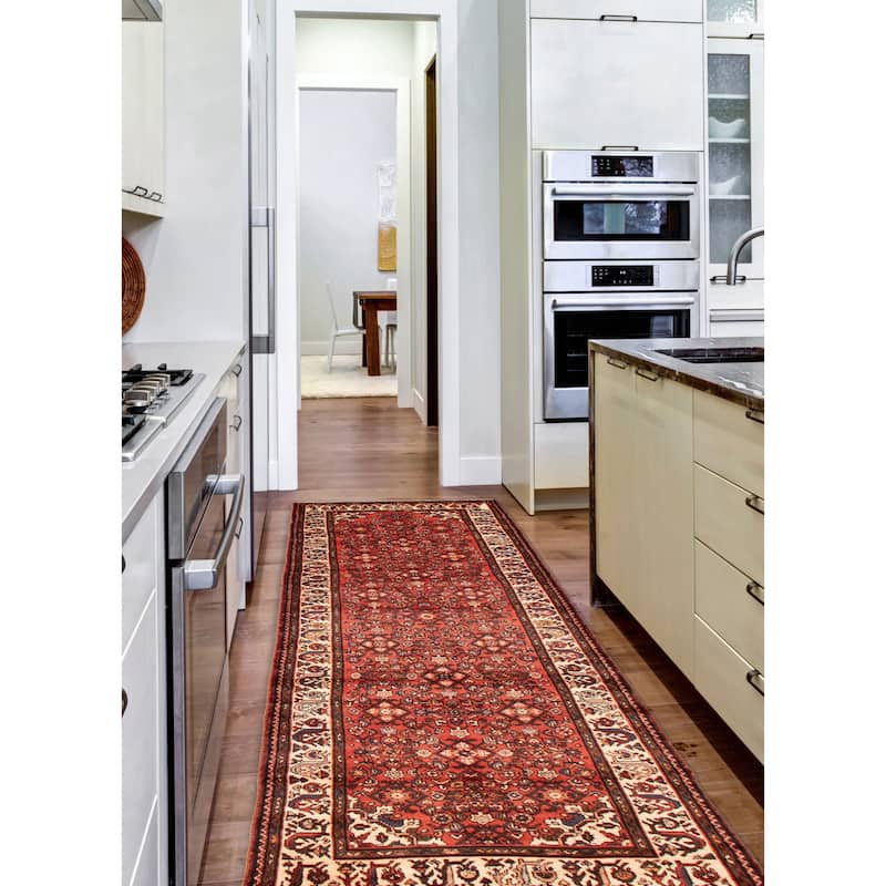 ECARPETGALLERY Hand-knotted Andelz Red Wool Rug - 3'5 x 12'4
