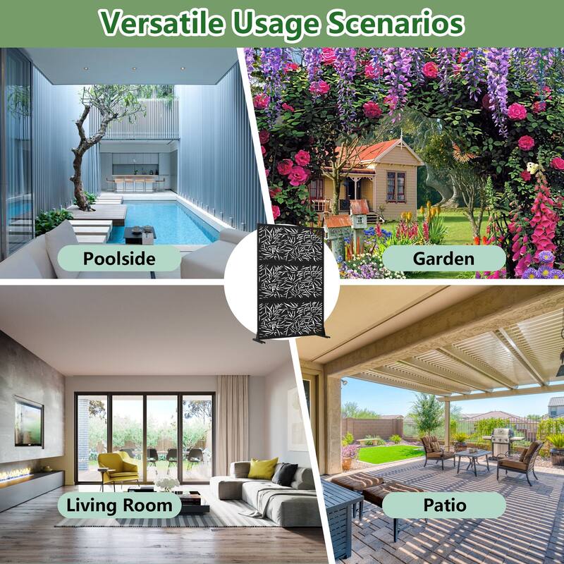 Outdoor Privacy Screen Free Standing Bamboo Leaves