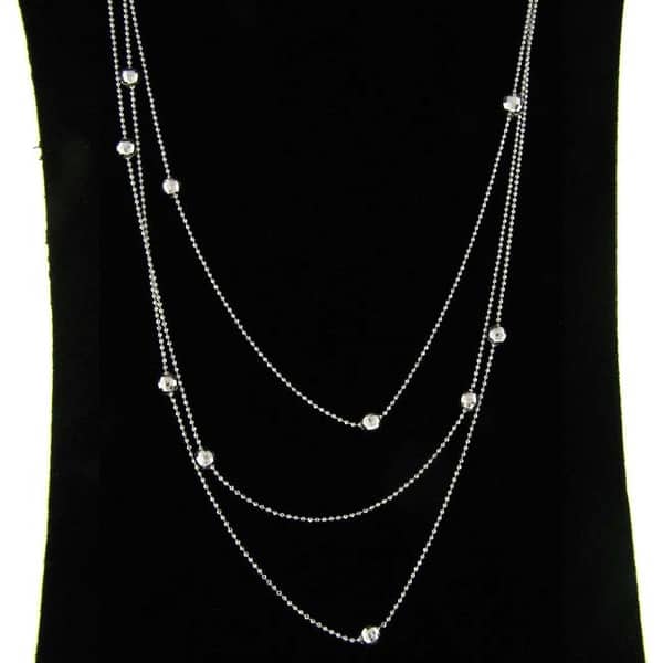 slide 1 of 2, Sterling Silver Multi Chain Station Necklace