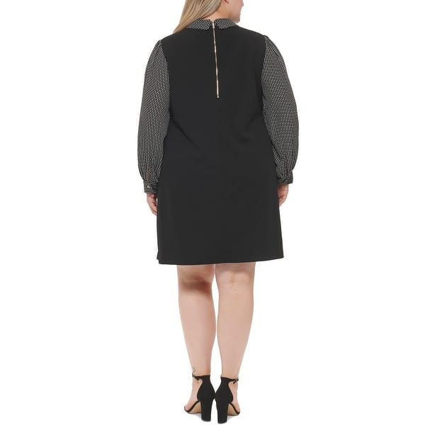 Tommy Hilfiger Women's Blouson Sleeve Collared Shift Dress Black Size 16W -  Bed Bath & Beyond - 40578651