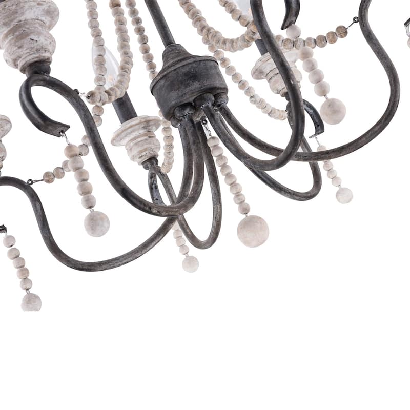 6-Light Vintage French Country Chandelier Dimmable Pendant Light - 20"X22"