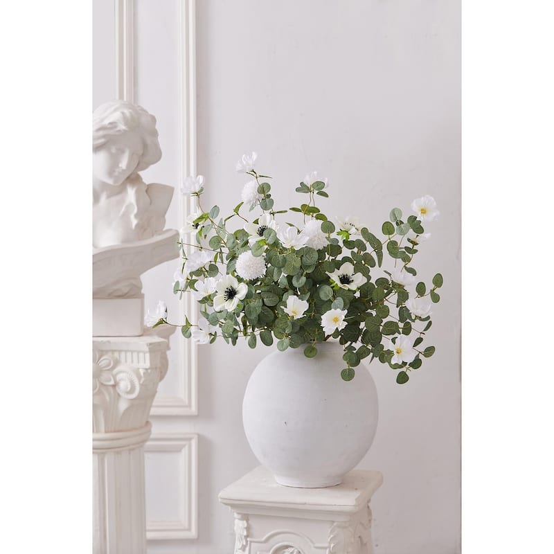 14pcs 32inch Fake Flowers Home Decor Faux Eucalyptus Greenery Stems Branches for Vase White Artificial Flowers