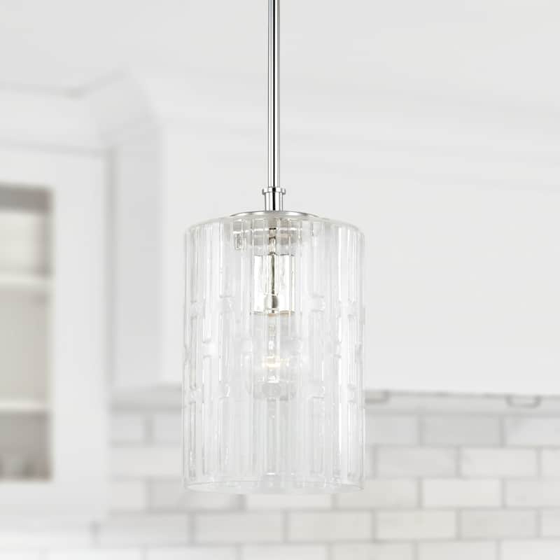 Emerson 7" 1-light Pendant w/ Embossed Seeded Glass