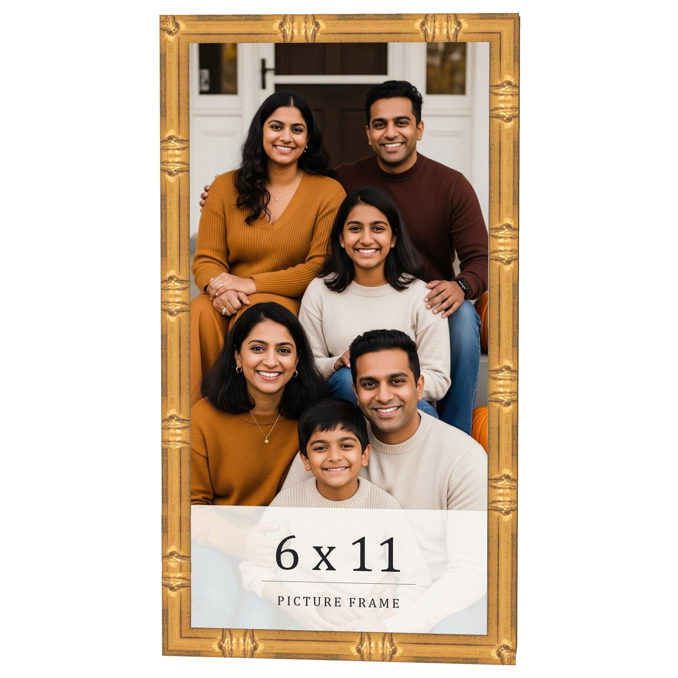 6x11 Frame Gold Bamboo Solid Wood Picture Frame | 1 Inch Moulding