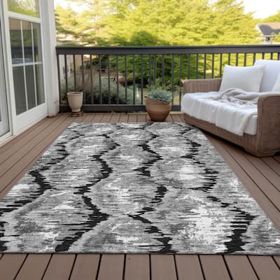Machine Washable Indoor/ Outdoor Chantille Contemporary Abstract Rug