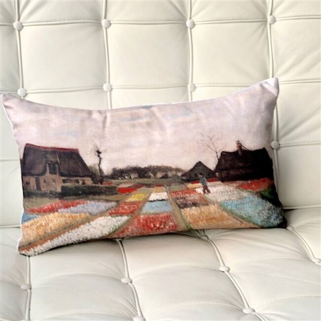 Van Gogh Flower Beds in Holland 12x20 Throw Pillow with Polyfill Insert