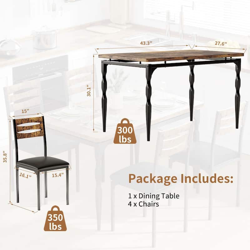 Industrial Style Kitchen Table Set for 4