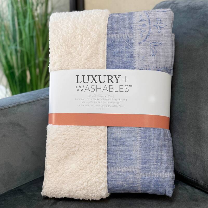 Premium Machine Washable Vintage Patchwork Sherpa Throw Blanket