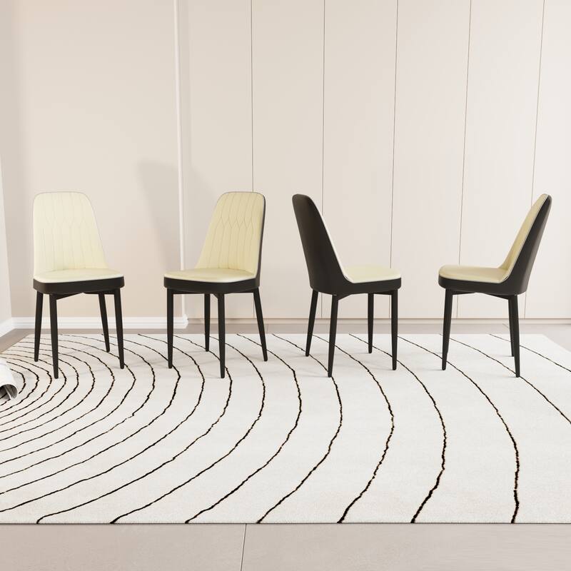 Dining Chairs Set of 4, Faux Leather Upholstered Dining Chairs with Metal Legs for Kitchen/Living Room/Restaurant