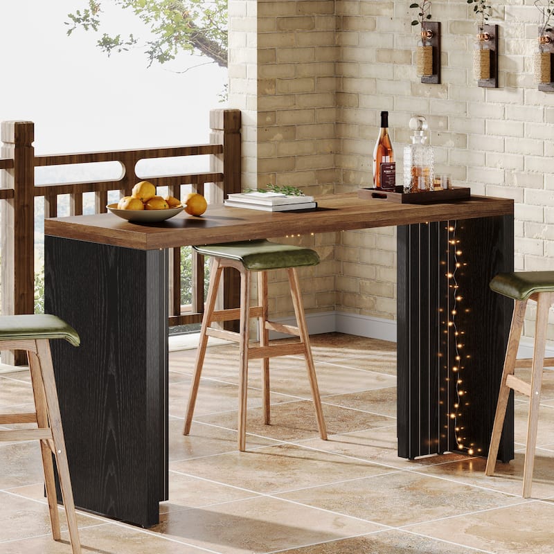 Home Bar Unit, 55.12-Inch Bar Table with Large Tabletop - 55.12" L x 19.69" W x 35.83" H