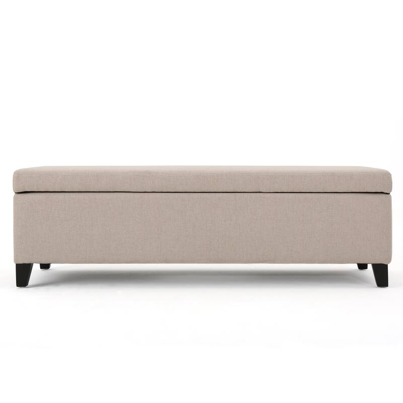 Wheat Contemporary Birch Wood Legs Storage Ottoman - Wheat - Large