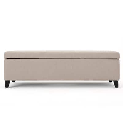 Wheat Contemporary Birch Wood Legs Storage Ottoman