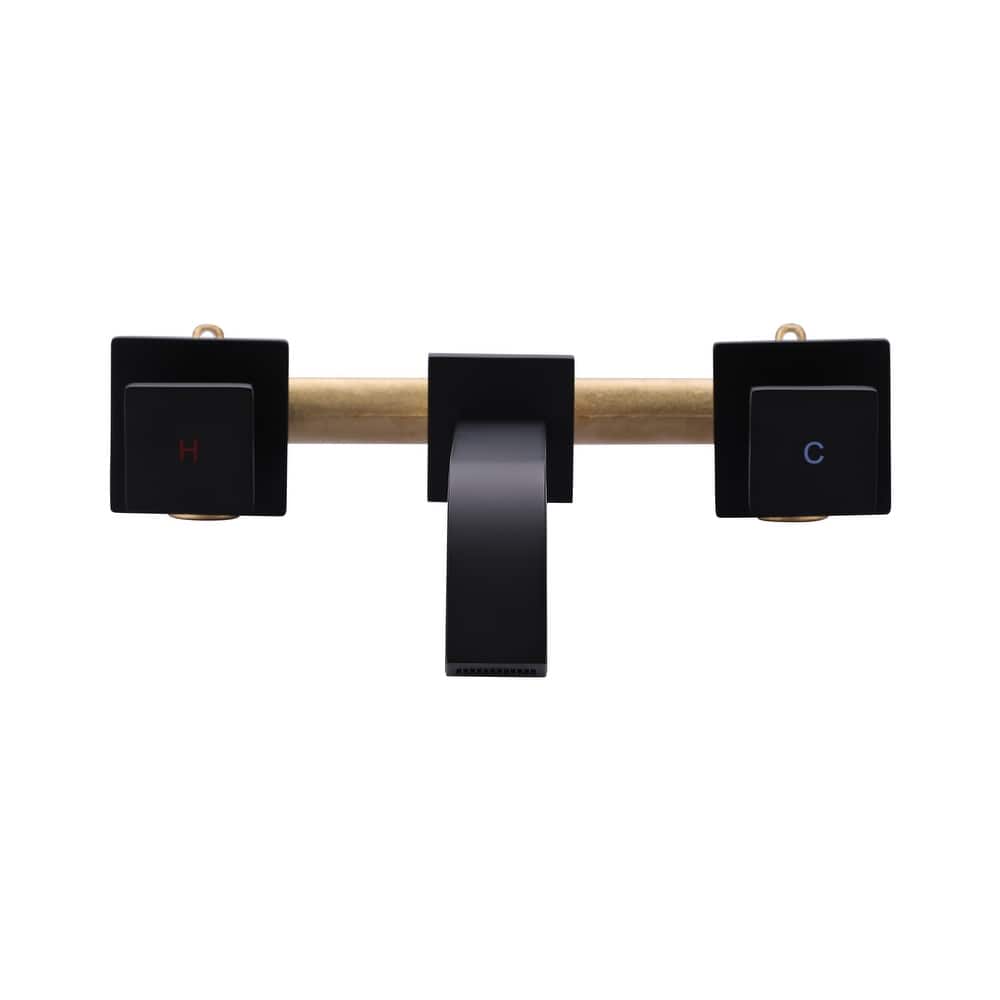 WOWOW Double Handle Wall Mounted Waterfall Bathroom Faucet