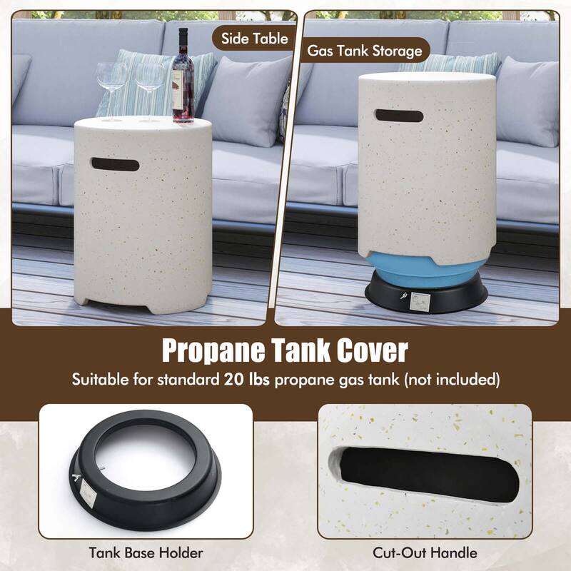 Costway 28" Hexagon Terrazzo Propane Gas Fire Pit Table Set with - See Details