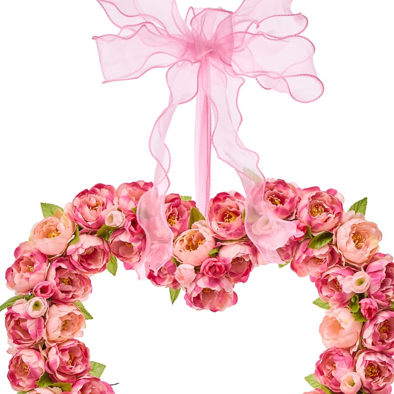 14" Garden Rose Heart Wreath