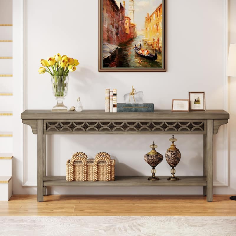 Solid Wood Sofa Table Narrow Long for Living Room Entryway