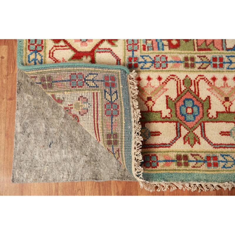 Light Blue Geometric Heriz Serapi Indian Area Rug Handmade Wool Carpet - 8'10"x 11'10"