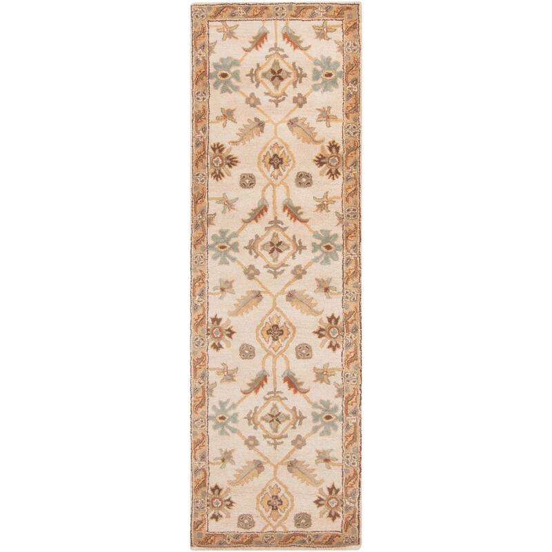 Livabliss Puli Hand-tufted Beige/Green Wool Runner Rug - 3' x 12' Runner