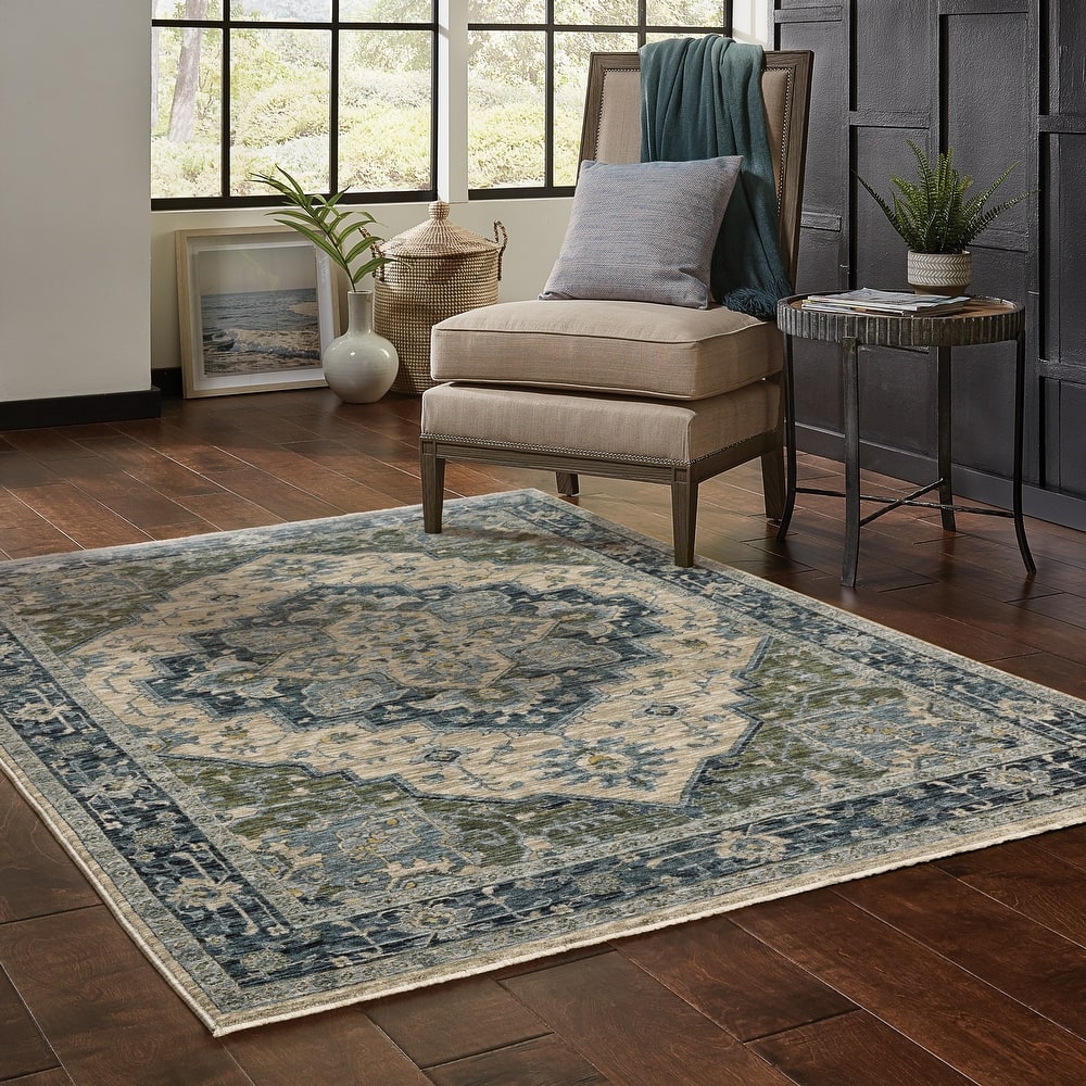 Style Haven Amelie Center Medallion Blue/ Tan Indoor Area Rug
