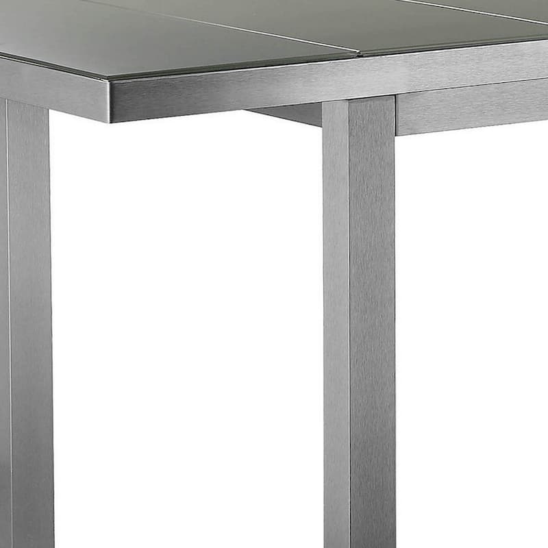 Kylo 90 Inch Extendable Dining Table, Smooth Gray Aluminum Frame, Outdoor