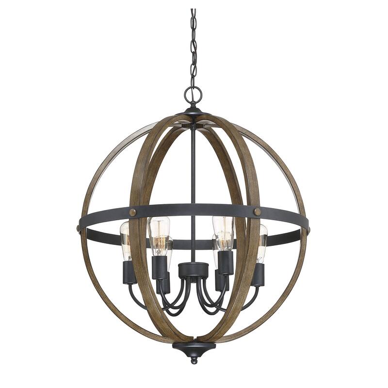 Trade Winds Lighting 6-Light Pendant Light In Wood And Black