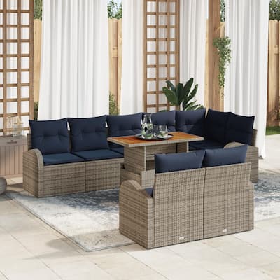 vidaXL 9 Piece Garden Sofa Set with Cushions - 113.8×48.8×27.2