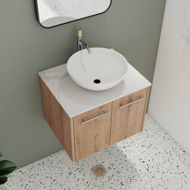 Beingnext 24"/30" Single Bathroom Vanity with Sink, Floating Bathroom Vanity with 2 Soft Close Doors - 24''W - Imitative Oak-321