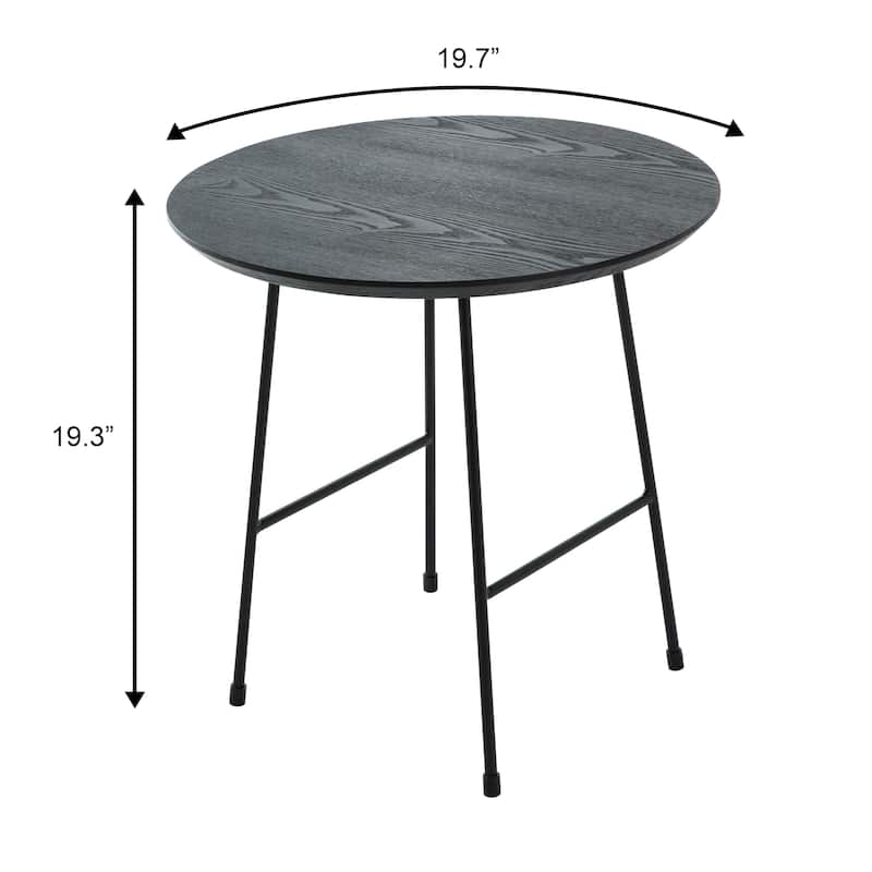 Rossmore Round Side Table MDF Wood Tabletop and Stainless Steel Frame Accent End Tables