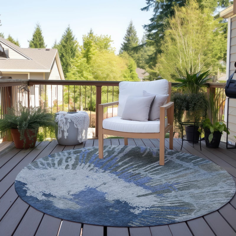 Machine Washable Indoor/ Outdoor Chantille Modern Burst Rug
