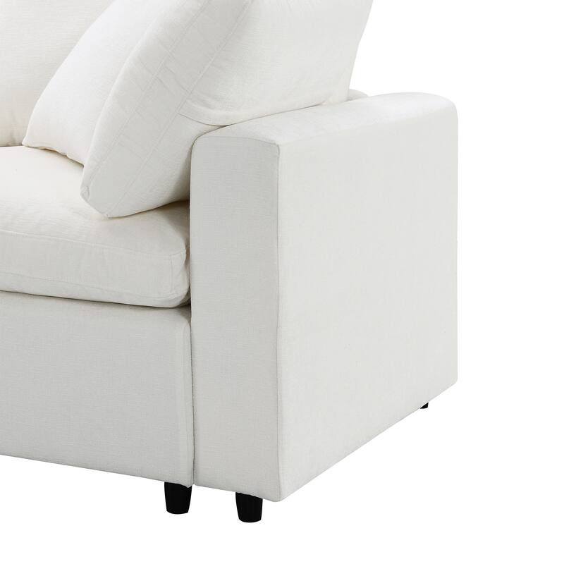 Chenille Sectional Couch Modular Cloud Sofa Bed Convertible U Shape Sleeper Sofa wOttoman, Deep Seat Recliner for Livingroom