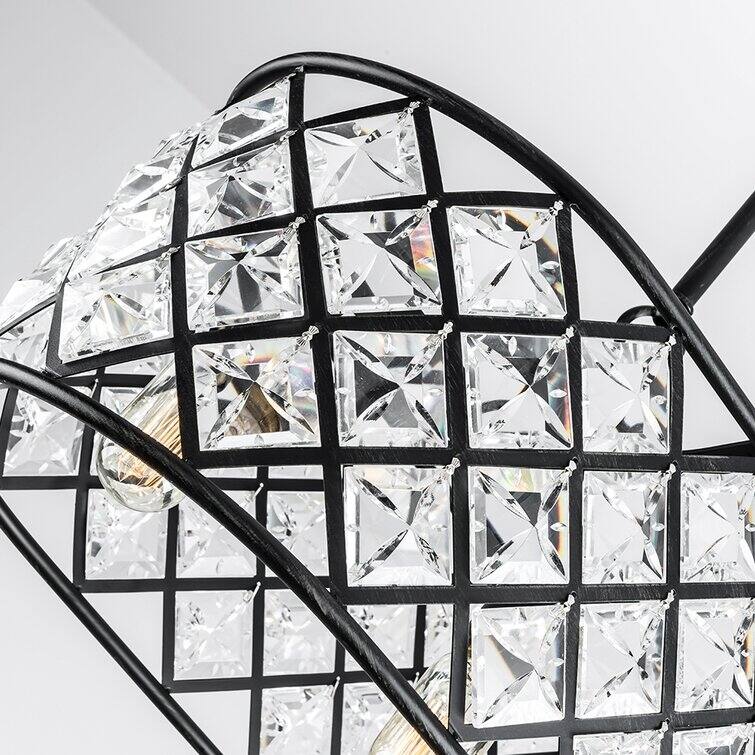 Maxax 5 - Light Crystal Shade Black Metal Charming Kitchen island Chandelier