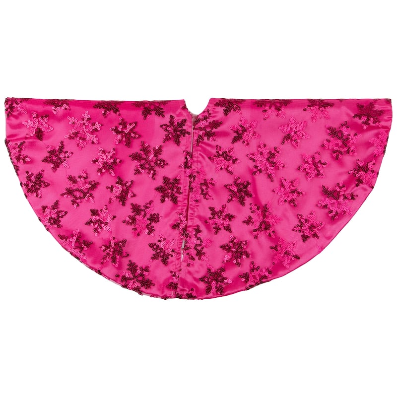 Sequin Snowflake Mini Christmas Tree Skirt - Pink - 20"