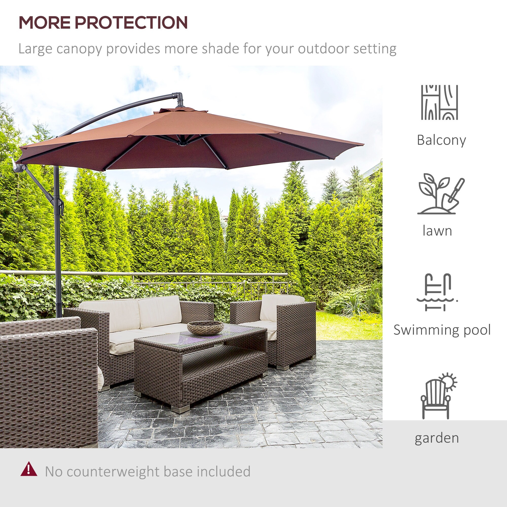 counterweight for offset patio umbrella Outsunny 10ft Umbrella, Hanging Cantilever Umbrella, Red lasting performance Beige Polyester Cantilever Patio Umbrella