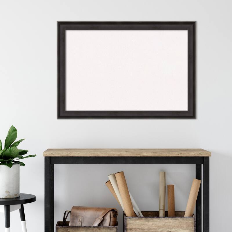 Allure Charcoal Wood Framed White Corkboard Bulletin Board, Organization Board, Pin Board