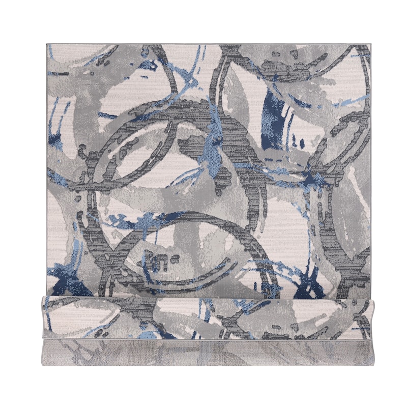 Lela Collection Geometric Circles Polyester Rug