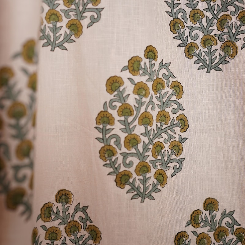 Fabdivine Block Print Curtain or Drape Decorative Home Accent Bed or Living Room