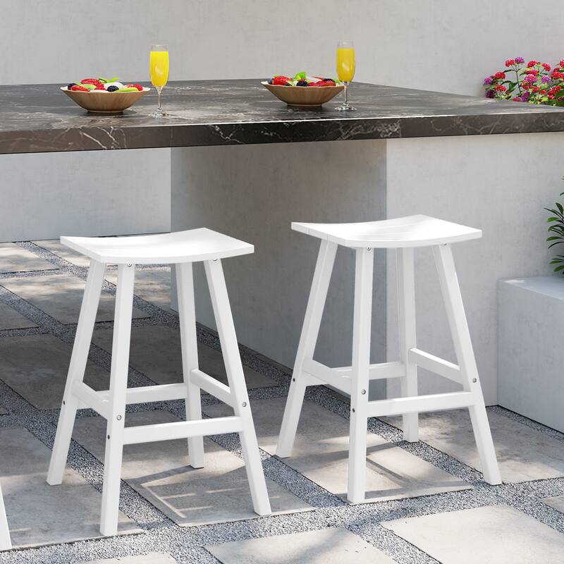 Laguna Hdpe All Weather Outdoor Patio 29" Saddle Seat Bar Stool (Set Of 2)