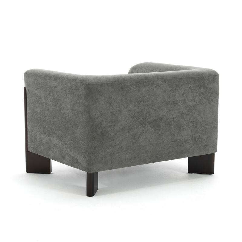 Upholstered Nordic Wide Seat Tuxedo Arms Barrel Chair Set of 2