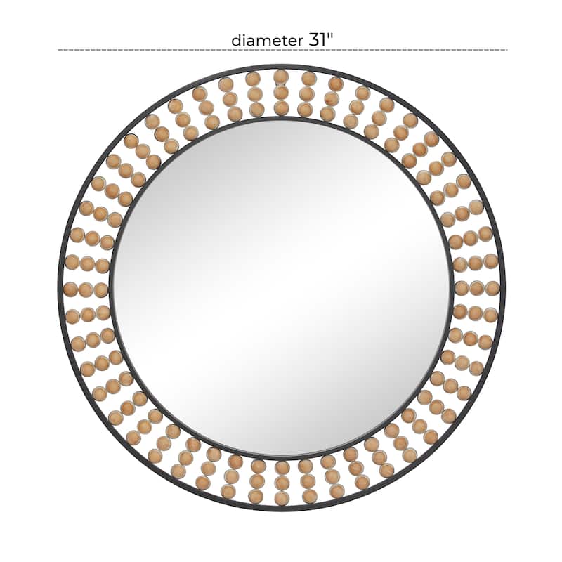 Metal Wall Mirror with Beaded Detailing - White or Black - Roche River Decor