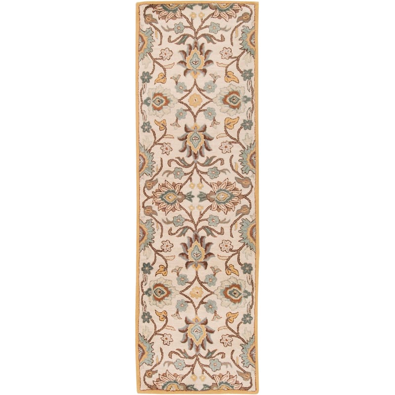Hand-tufted Coliseum Beige Floral Wool Area Rug (8' x 11')