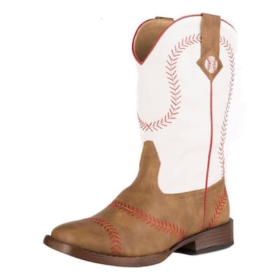 Roper Western Boots Boys Baseball Faux Square Tan 09-018-1902-0083 TA