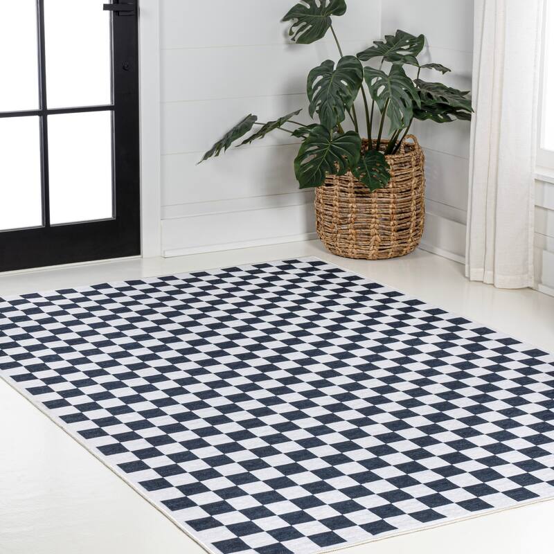 JONATHAN Y Kassia Modern Cottage Checkerboard Washable Area Rug