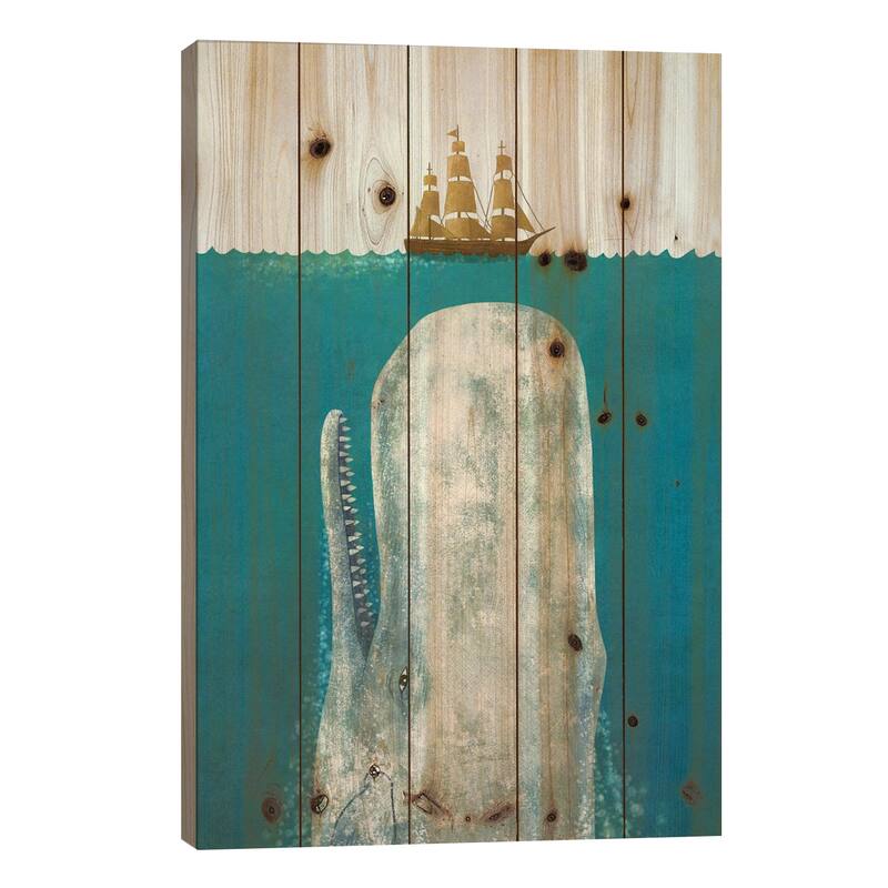 The Whale Print On Wood by Terry Fan - Multi-Color - 26x18x1.5